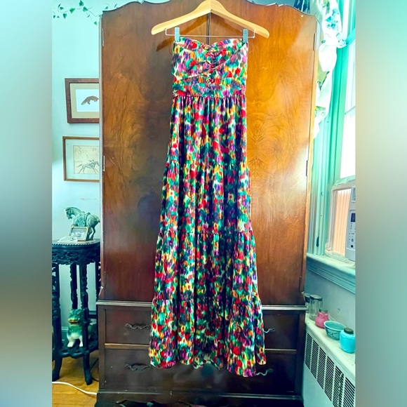 PJK Patterson J. Kincaid Dresses & Skirts - PJK Patterson J Kincaid Tiered Strapless Rainbow Hued Floral Maxi Dress, Small